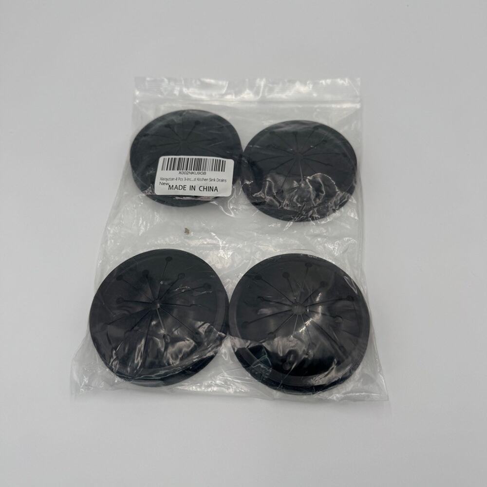 4 Pack Silicone Sink Drain Covers Black Kitchen/Bathroom Hair‎ Catcher NEW